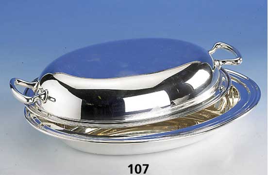 DeckelschÜssel, Amerika, 925er Silber, glatte zeitlose Form, Griffe seitl., dadurch Deckel als zweite Schale zu verwenden, ca. 7 x 30 x 23 cm, ...