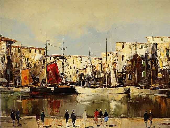 Morro, Paul, geb. 1925 Leipzig, Öl/Lwd., Hafen von Palermo, signiert, 50 x 90 cm, Rahmen
