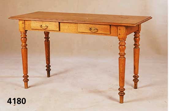 Damenschreibtisch, deutsch, um 1860, Eiche massiv, zweizugig, Beine gedrechselt, stabil, Gebrauchsspuren, vielseitig verwendbar, ca. 72x125x55 cm