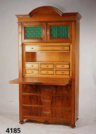 SchranksekretÄr, deutsch, um 1905, Jugend- stil, Korpus Eiche und Weichholz, Nußbaum, Nußbaumfurnier, Inlets und Schublade Wurzel- nuß ...