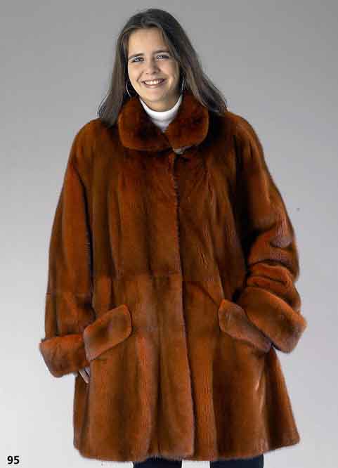 Damen-Swingerjacke aus Nerz, Gr. 42-44 Unisize, rot-braun, Innenlabel Saga Mink Superb Quality Ranched Mink, Meico Fell Edel Pelz Wertarbeit aus ...