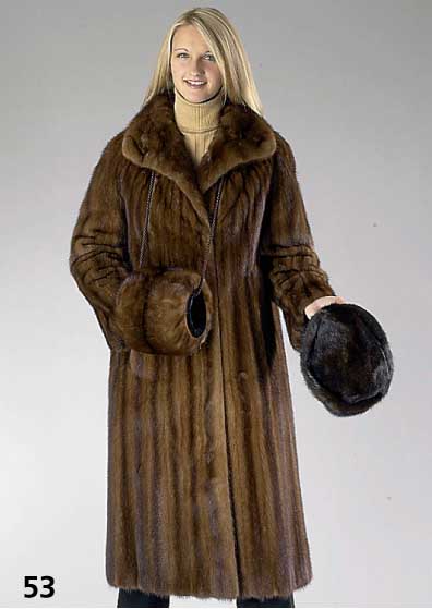 Brauner Nerzmantel, Gr. 38, 2 Einschubtaschen, ModellkÜrschnerei Kuhnert Karlsruhe, ausgelassene Felle, braunes Innenfutter mit Stickerei, ...