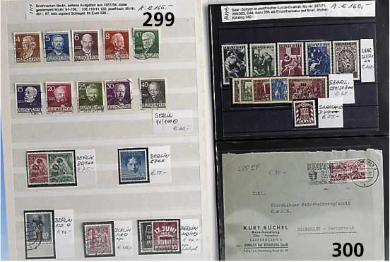 Briefmarken Berlin, seltene Ausgaben aus 1951/ 54, dabei gestempelt Mi.-Nr: 91-100, 108, 110/11, 120, postfrisch: Mi.-Nr: 80/1, 87, teils signiert ...
