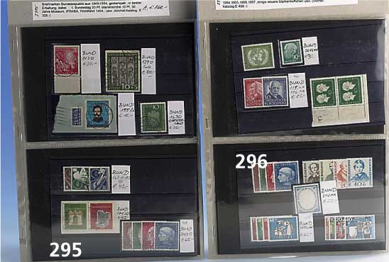 Briefmarken Bundesrepublik aus 1949-1954, gestempelt in bester Erhaltung, dabei 1. Bun- destag 20 Pf, Marienkirche 10 Pf, 50 Jahre Museum, ...