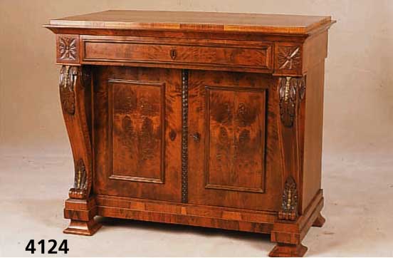 SchrÄnkchen, deutsch, um 1880/90, Korpus Weichholz, Wurzelnußfurnier z.T. gespiegelt, z.T. freistehende geschwungene Beine mit Veluten und ...