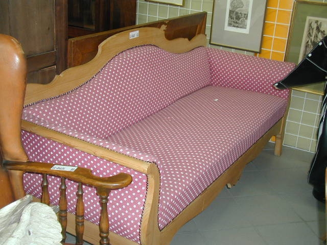 Sofa, im Stil von 1835/45, Zierbelkiefer, um 1970