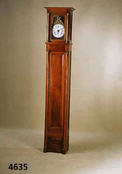 Standuhr, GehÄuse um 1830, Elsaß, Nußbaum, Uhr um 1790, ca. 240x41x30 cm