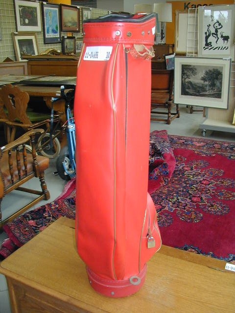 Golfbag, rotes Leder