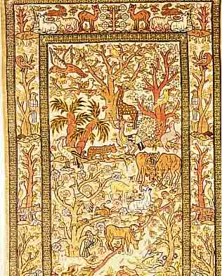Hereke fein, TÜrkei, ca. 20 Jahre, reine Naturseide, ca. 106 x 70 cm, Relief., mit GoldfÄden broschiert, Ehz 1.ca 800.000 KN/qm.