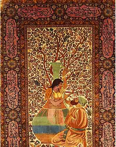 Kachmir Seide, Indien, ca. 30 Jahre, reine Naturseide, ca. 192 x 135 cm, ca. 350.000 Kn/qm, Ehz 1-2