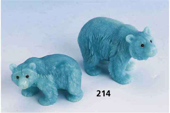 EisbÄrmutter mit Jungem, vollplast. aus Amazonit gearbeitet, Paperweightaugen, natura- list.-idealist., H ca. 4.5 cm