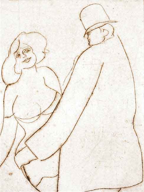 Schneuer, David, 1905 Galizien-1988 Tel Aviv, Herr und Dame im VerkaufsgesprÄch, Radie- rung, handsign. und num. 5/150, ca. 25 x 20 cm, u.Gl., R.
