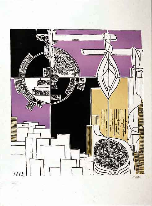 HÖch, Hannah, 1889 - 1978, Farbholzschnitt, handsign., num. 22/100, leicht stockfleckig, M. ca. 46 x 42 cm, u.Gl., R.
