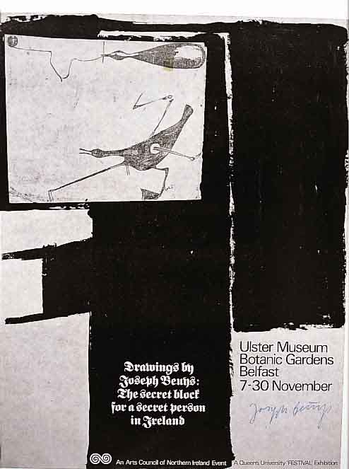 Beuys, Joseph, 1921 - 1986, Plakat zur Ausstellung Ulster Museum Belfast, handsign., ca. 55x42 cm, u.Gl., R.