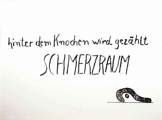 Beuys, Joseph, 1921 - 1986, "hinter dem Knochen wird gezÄhlt Schmerzraum", Lithographie, handsign., num. 49/80, ca. 50x75 cm, PP u.Gl., R.
