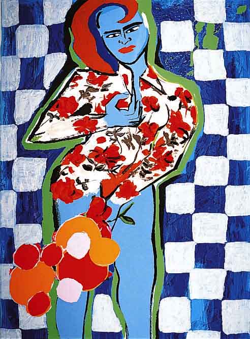 Bach, Elvira, geb. 1951, großer Farbsiebdruck, handsigniert und bez.: E.A., ca. 100 x 70 cm