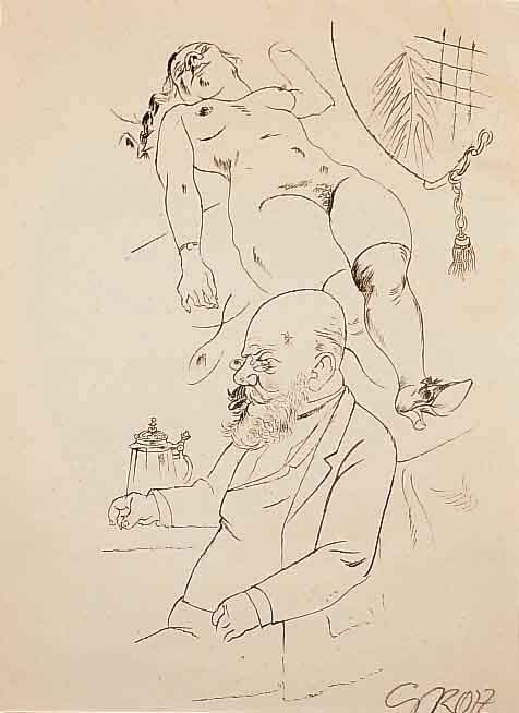 Grosz, George, 1893 - 1959, Entkleidung, Lithographie von 1921, handsig- niert, ca. 30 x 21 cm, PP