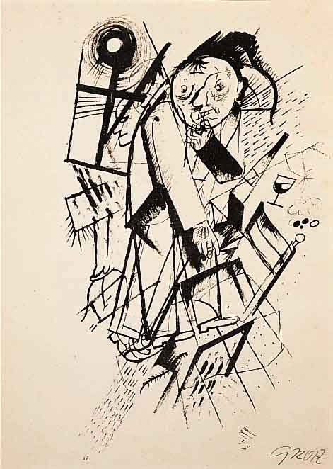 Grosz, George, 1893 - 1959, Franz Jung gewidmet, Lithographie von 1917, handsig- niert, ca. 30 x 21 cm, PP