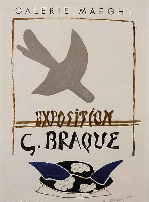 Braque, Georges, 1882-1963, Farblithographie, zur Ausstellung in der Galerie Maeght, handsigniert, gedruckt bei Mourlot, ca. 35 x 27 cm, PP, ...