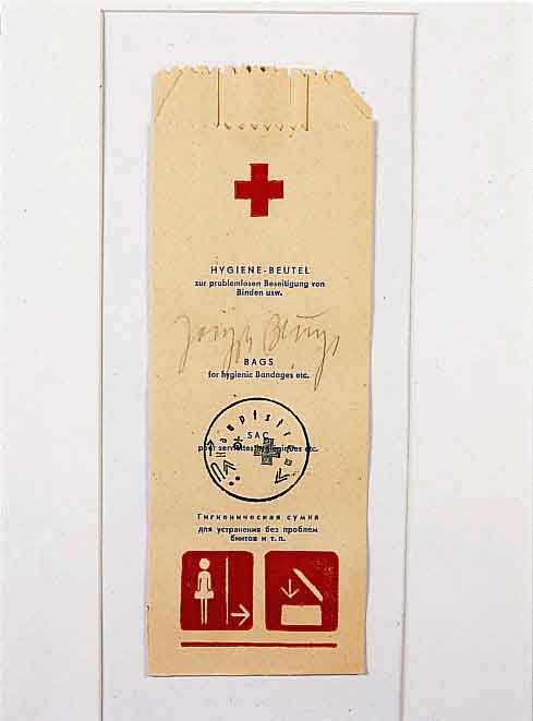 Beuys, Joseph, 1921-1986, DDR Hygiene Beutel, um 1980, handsigniert und mit Hauptstromstempel versehen, ca. 24 x 8.5 cm, u.Gl., R.