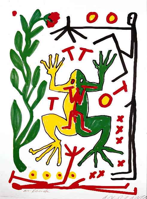 Penck, A.R., geb. 1939, Farboffset, handsigneirt, ca. 56 x 44 cm, PP
