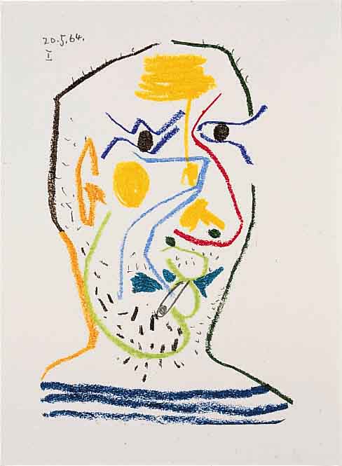 Picasso, Pablo, 1881 - 1973, Farblithographie aus: Le Gout du bonheur, 1964, in der Abb. datiert, ca. 22 x 16 cm