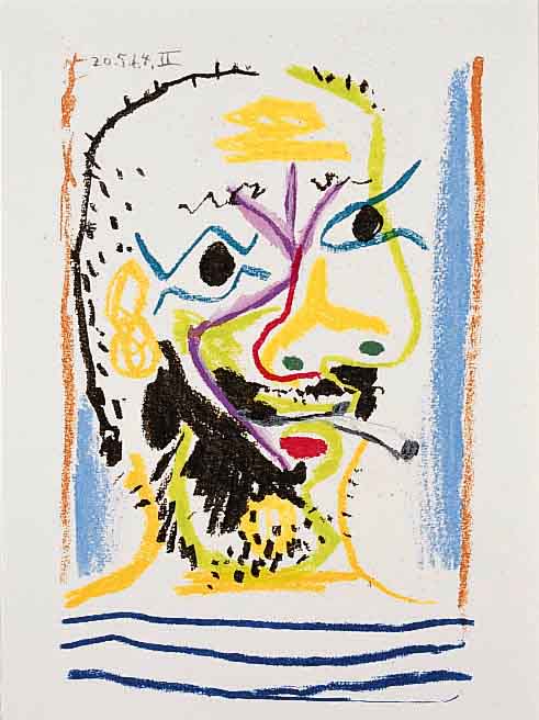 Picasso, Pablo, 1881 - 1973, Farblithographie aus: Le Gout du bonheur, 1964, in der Abb. datiert, ca. 22 x 16 cm