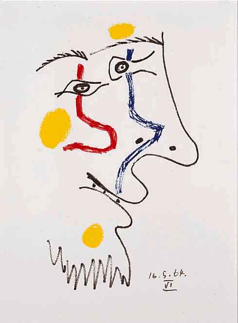 Picasso, Pablo, 1881 - 1973, Farblithographie aus: Le Gout du bonheur, 1964, in der Abb. datiert, ca. 22 x 16 cm