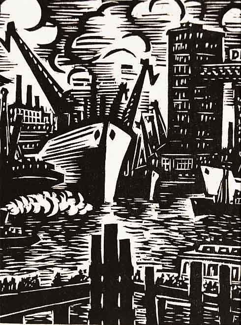 Masereel, Frans, 1889 - 1972, Holzschnitt aus: Das Gesicht Hamburgs, Auflage 80 Exempl., handsigniert, ca. 14 x 12 cm, PP