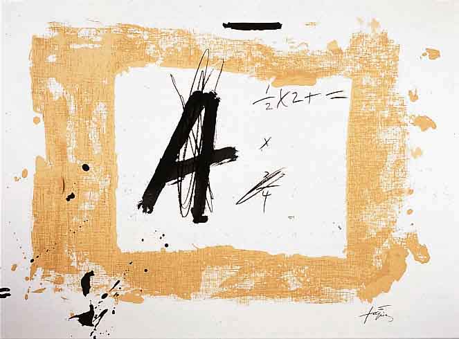 Tapies, Antoni, geb. 1923, Komposition mit großem A, Farblithographie, im Stein signiert, ca. 52 x 74 cm, WVZ G 639