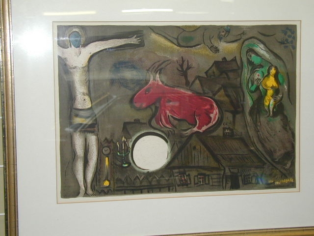 Marc Chagall, Lithographie, Blaue Ziege, im Stein signiert, 1950