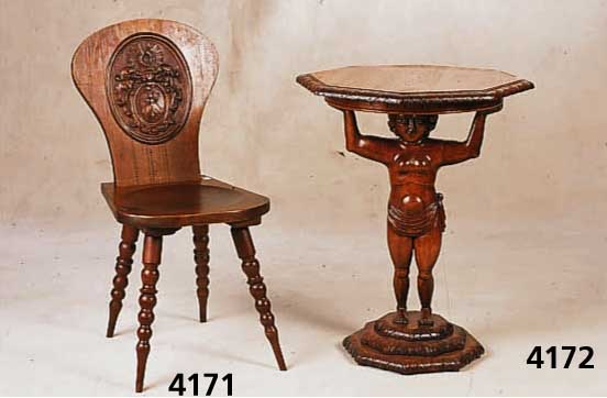 Ablage- bzw. Beistelltisch, Frankreich, um 1890/1900, z.T. Eiche massiv, Fuß in Form einer Kyriatide, Fuß 3-fach gestuft, großfÖrmi ge ...