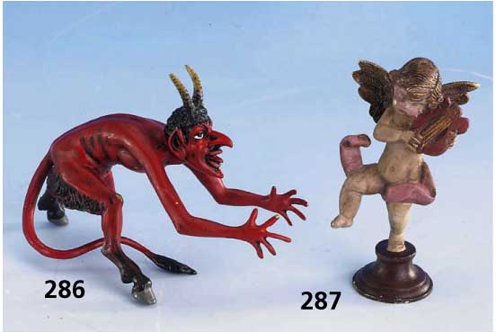 Wiener Bronze: Lautespielender Engel, sign. Franz Berman, bt. staffiert, H ca. 7 cm