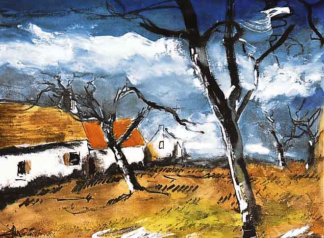 Vlaminck, Maurice de, 1876 - 1958, stÜrmische Landschaft, Farblithographe, Edition Andre Sauret Mourlot Paris 1958, ca. 34 x 46 cm