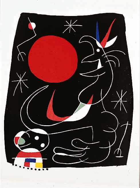 Miro, Joan, 1893 - 1983, Komposition, Farblithographie aus: Jacques Prevert: Joan Miro, Mourlot, Maeght Paris 1956, ca. 18 x 15 cm, PP