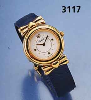 TABBAH Designer-Damenarmbanduhr Serie Premiere , Schweiz um 1992, ungetr. Lagerw., Metall hartverg., Lederbd. m. patent. hartverg. Klappschl., ...
