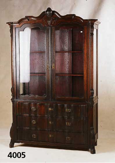 Vitrine, Holland, um 1900, Eiche massiv, Eichefurnier, dunkel patiniert, original Besch lÄge, Korpus Weichholz, Arbeitsteile Eiche, ...