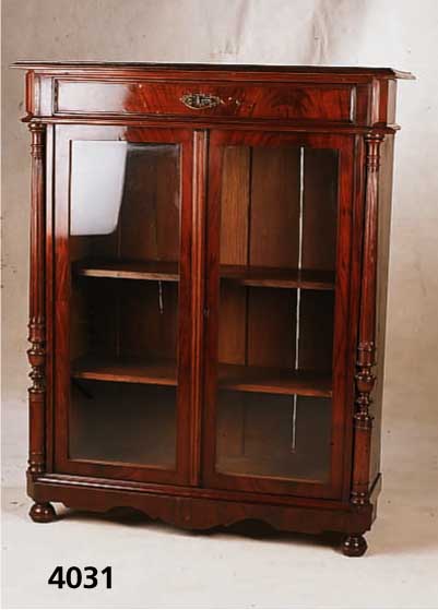 VielzweckmÖbel, deutsch, um 1880/90, GrÜnde zeit, Korpus Weichholz, Mahagonifurnier/Pyrami denmahagonifurnier, gespiegelt, 3/4-SÄulen aus Buche, ...