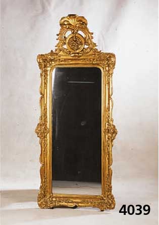 Prunkspiegel, deutsch/Frankreich, um 1890/1900 , Barockstil, Rahmen Holz, Ornamentik aufge- stukt und vergoldet, Spiegelglas aus der Zeit, geringe ...