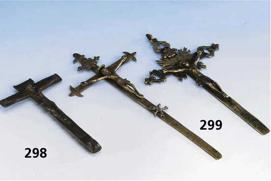Kruzifix, Westeuropa 1540-1580, Gelbguß, sehr selten, L. ca. 12 cm