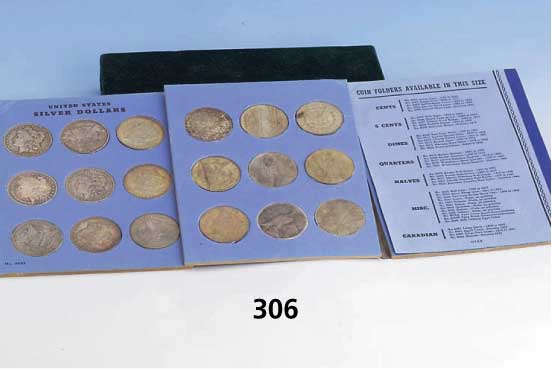 25 Silberdollars v. 1880-1974, im Orig.-Album, versch. ErhaltungszustÄnde