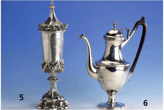 Pokal, deutsch um 1850/60, 13-lÖtig, gotisierend mit Barockeinschlag, Einfuhr- stempel Niederlande, Meistermarke DK - ungedeutet, mit Deckel, H ...