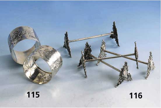6 MesserbÄnkchen, BrÜssel um 1900, 800er Silber, Wolfers Fres., barockisierender Dekor mit Kartusche und Rokaillen, L ca. 8.5 cm