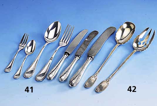 2-teil. Salatvorlegebesteck, EMILE PUIFORCAT, Frankreich um 1890/1900, 950er Silber, archaischer Dekor mit Lorbeerkranz und PhÖnix- motiv, ...