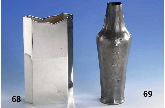 Vase, deutsch, Kayserzinn, um 1902, starker Einfluss von Gradl, H. ca. 28.3 cm