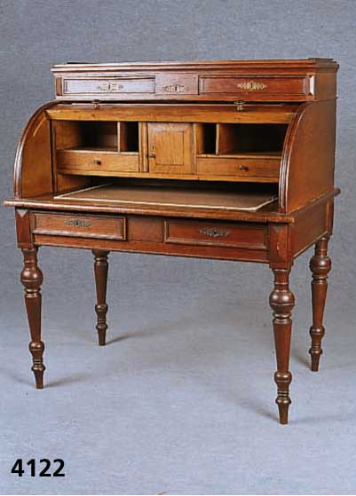 ZylinderbÜro, deutsch, um 1890/1900, Eiche massiv, Eichefurnier, reiche Drechselarbeit, praktische Inneneinrichtung, teilrestauriert, ...
