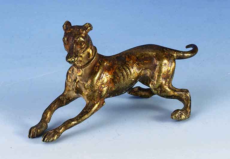 Wiener Bronze: Windhund, um 1900, L. ca. 11 cm, volplastisch