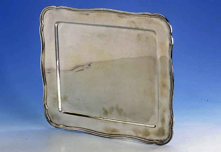 Tablett, Italien, 70er Jahre, 800er Silber, barockisierend, ca. 36 x 31 cm, ca. 1120 g