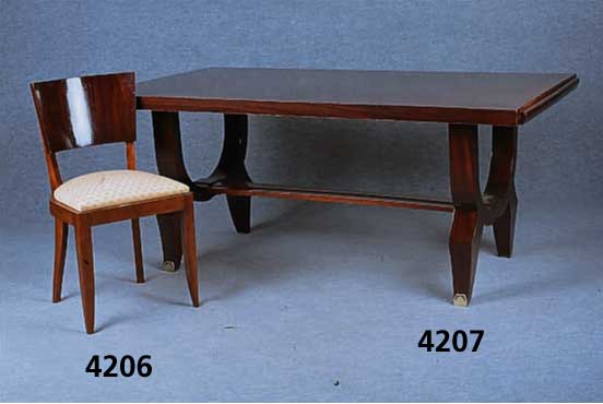 6 StÜhle, Frankreich, um 1935/40, Buche massiv, RÜcken Palisanderfurnier, streng, wohnfertig, leiche Gebrauchsspuren, Verkaufs- preis ca. 1080,- ...
