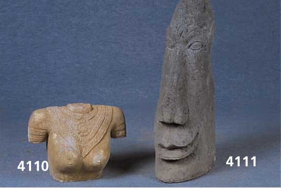 Archaisierender Kopf, nach indonesischem Vorbild (Osterinseln) des 16./17. Jahrhunderts , aus einem Steinblock gehauen, Darstellung des sogenannten ...